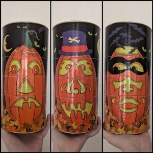Vintage Halloween Jack-o'-lantern Decorative Tin